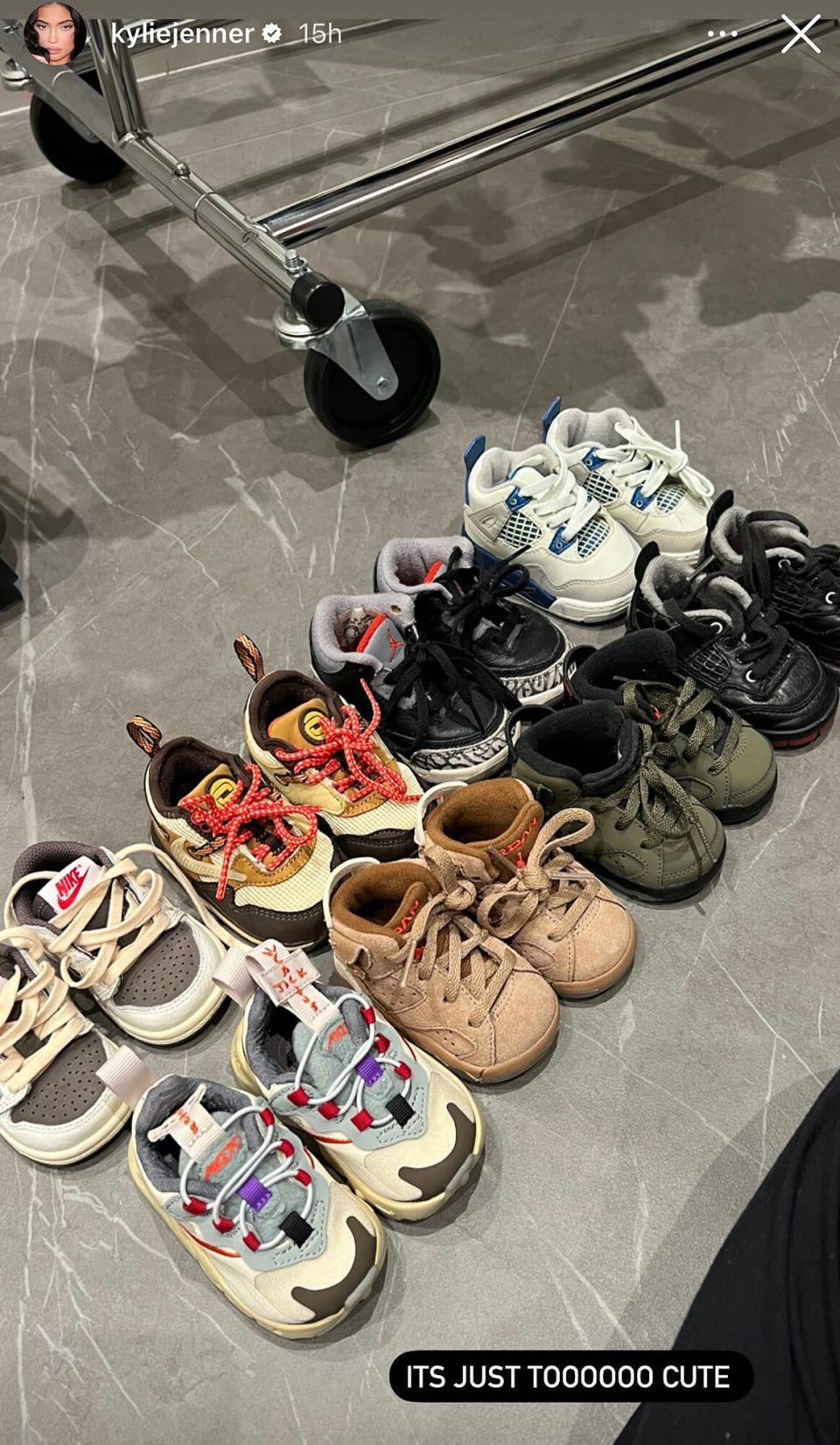 Kylie Jenner instagram story of baby sneakers