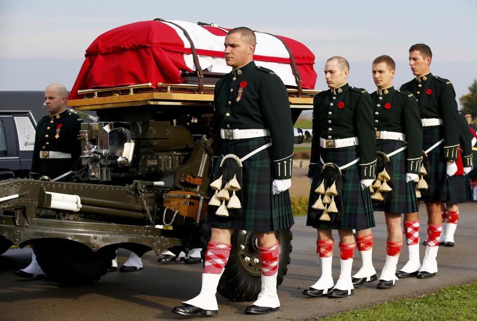 Soldiers escort the coffin during the funeral procession for Cpl. Nathan Cirillo in Hamilton