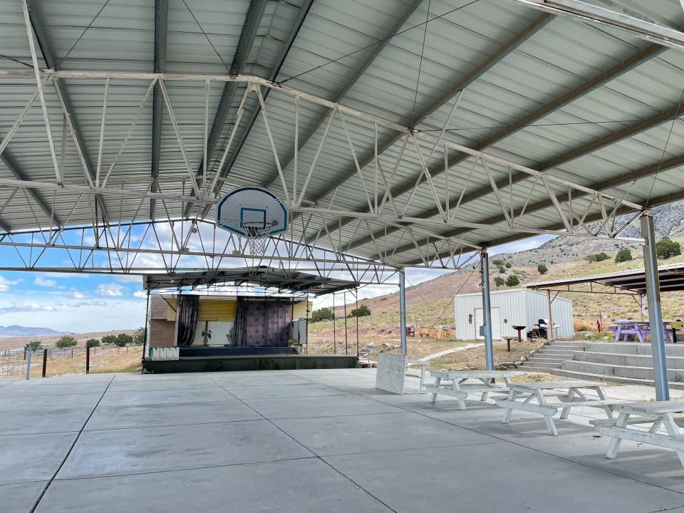 The main structure on the property is a much more modern pavilion.