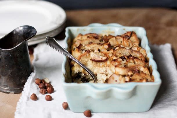 Baked French Toast With Caramelized Pears And Hazelnut