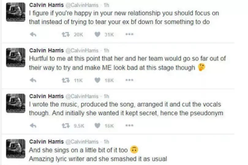 Calvin uploaded a furious rant about Taylor to Twitter after their break up -Credit:Twitter/CalvinHarris