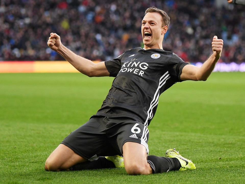 Jonny Evans of Leicester City celebrates: Getty Images