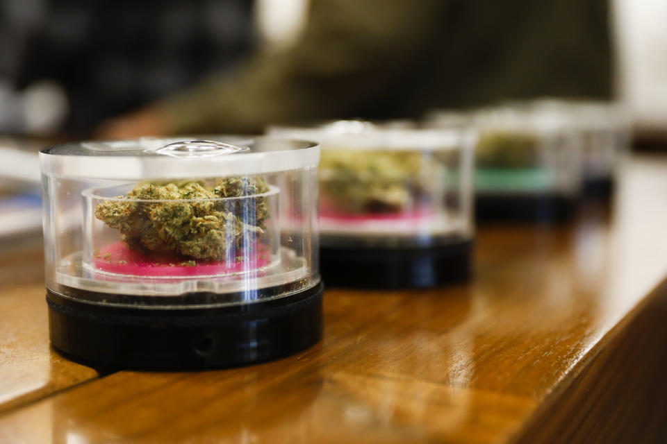 Cannabis dispensaries are typically cash-only, with ATMs on site. (Photo: Bloomberg via Getty Images)