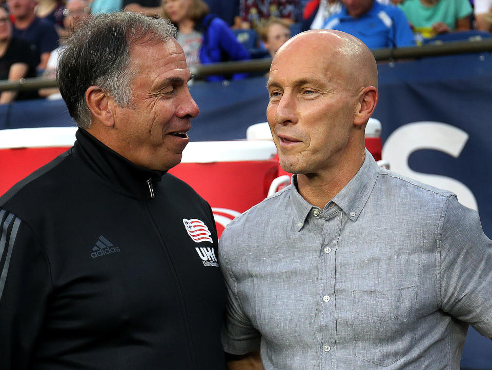 Bruce Arena (left) and Bob Bradley are two of the coaches who have helped define soccer in the United States, both at the domestic and international level. (Photo by Barry Chin/The Boston Globe via Getty Images)