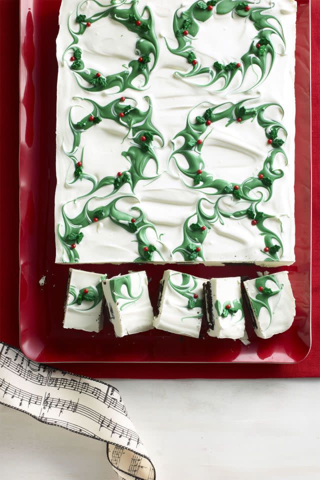 <p>Move over, peppermint bark — this jolly spin has almost 30 whole Oreos inside.</p><p><a href="https://www.womansday.com/food-recipes/food-drinks/recipes/a56909/deck-the-halls-oreo-holly-bark-recipe/" rel="nofollow noopener" target="_blank" data-ylk="slk:Get the recipe.;elm:context_link;itc:0;sec:content-canvas" class="link "><em>Get the recipe.</em></a> </p>