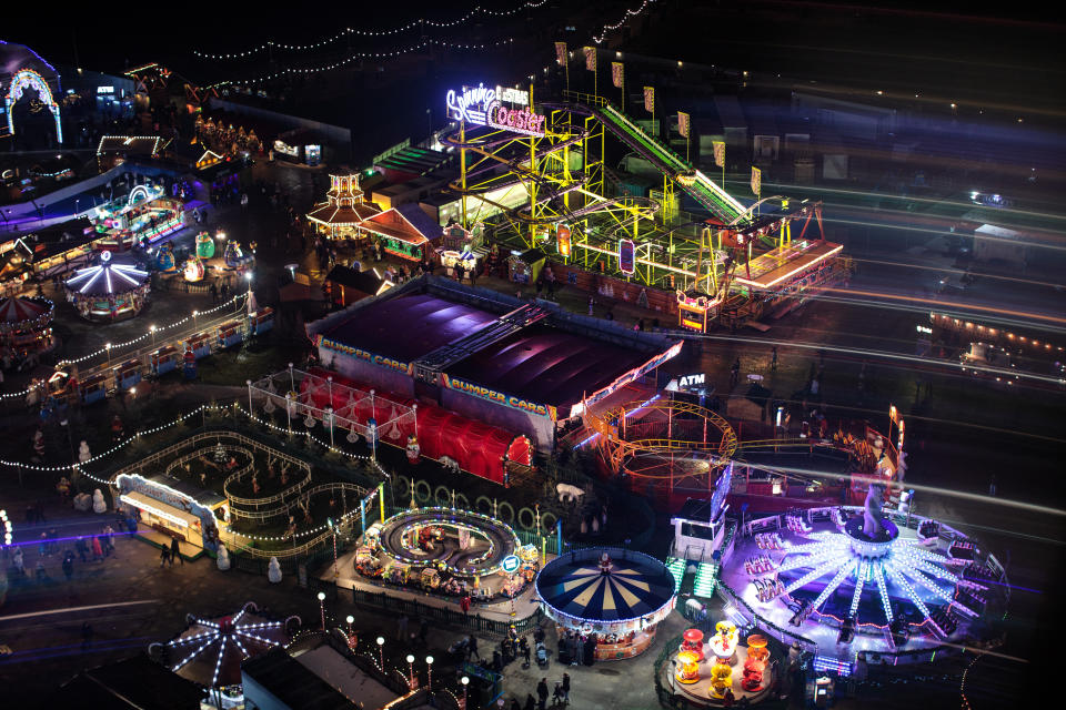 LONDON, ENGLAND - NOVEMBER 22: Visitors attend the Winter Wonderland Christmas-themed fair in Hyde Park on November 22, 2018 in London, England. The Winter Wonderland event, held annually since 2007, is expected to attract more than a million visitors to its festive markets and fairground rides. (Photo by Jack Taylor/Getty Images)