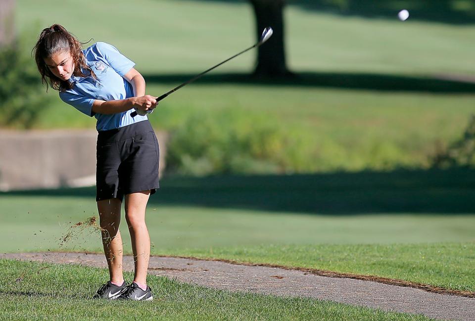 Elleni Miller hits a shot during the second round of Times-Gazette Junior Golf championship at Ashland Golf Club on Thursday, July 21, 2022. TOM E. PUSKAR/ASHLAND TIMES-GAZETTE