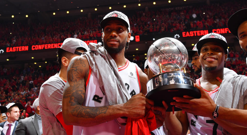 Kyle Lowry knows precisely while the Raptors have advanced to their first NBA Finals in franchise history. (Photo by Jesse D. Garrabrant/NBAE via Getty Images)