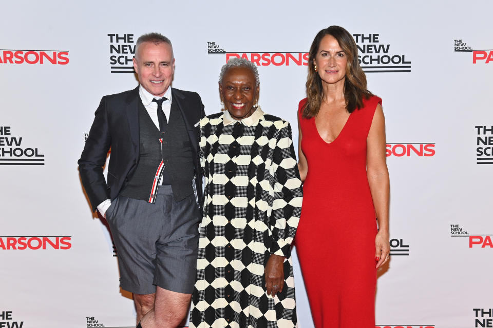 Thom Browne, Bethann Hardison, and Libby Wadle attend the 75th Annual Parsons Benefit