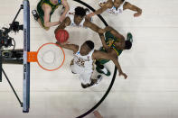 <p>Mfiondu Kabengele #25 of the Florida State Seminoles rebounds the ball against the Vermont Catamounts in the first round of the 2019 NCAA Men’s Basketball Tournament held at XL Center on March 21, 2019 in Hartford, Connecticut. (Photo by Ben Solomon/NCAA Photos via Getty Images) </p>