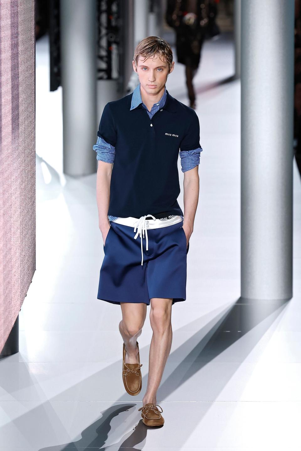 Troye Sivan sporting boat shoes on the Miu Miu runway last fall.