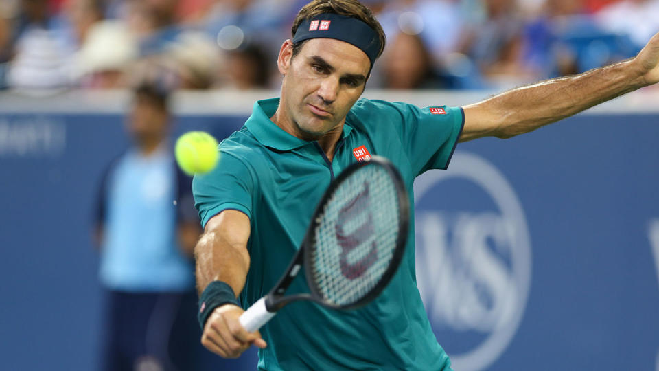 Roger Federer in action at the Cincinnati Masters. (Photo by Ian Johnson/Icon Sportswire via Getty Images)