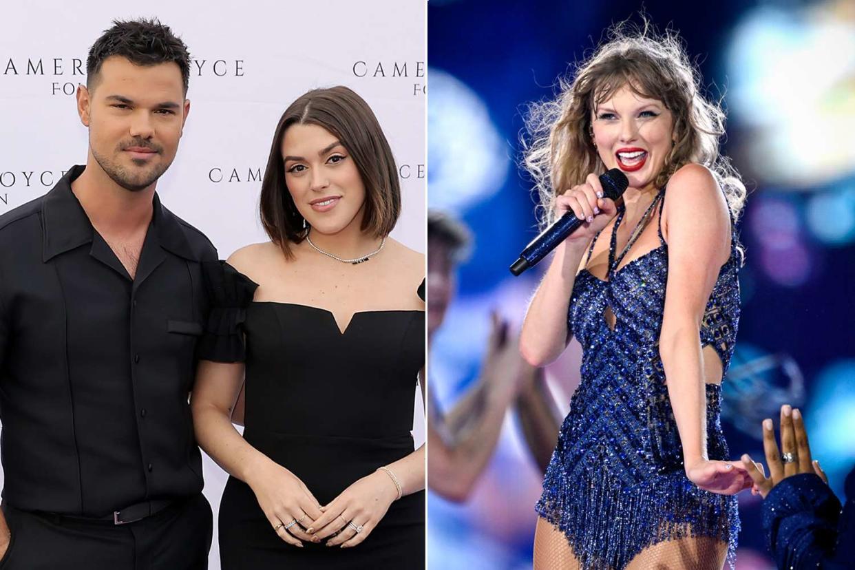 <p>Kevin Winter/Getty;  Gareth Cattermole/TAS24/Getty</p> Taylor Lautner and Taylor Dome Lautner; Taylor Swift