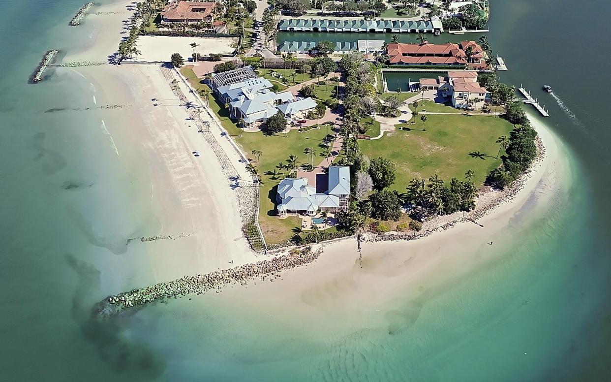 The estate on the Gulf of Mexico extends along 1,650ft of waterfront and has a private 231 foot yacht basin