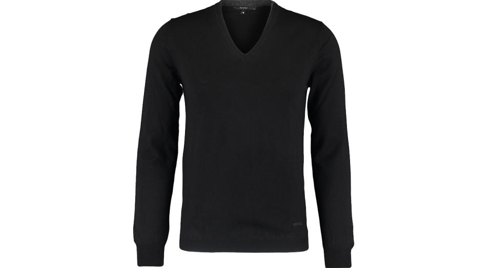 GUCCI Black Wool Knit V Neck Jumper