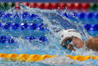 Erica Sullivan, of the United States, swims in a heat during the women's 1500-meter freestyle at the 2020 Summer Olympics, Monday, July 26, 2021, in Tokyo, Japan. (AP Photo/Martin Meissner)