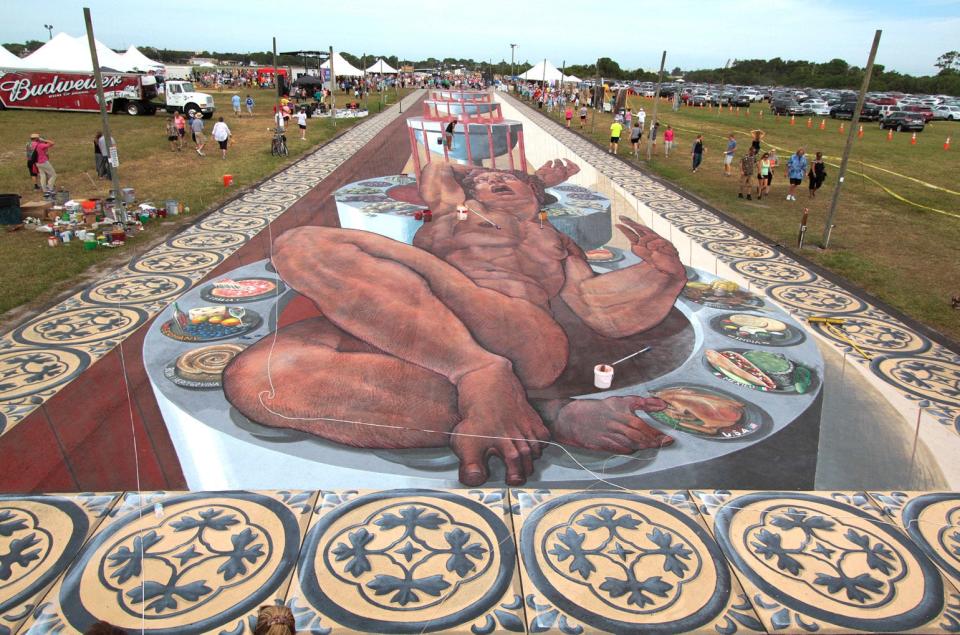 Feast of the Gods was created in 2015 at the Chalk Festival on the island of Venice, when the festival theme was “Eat, Drink and Be Merry."