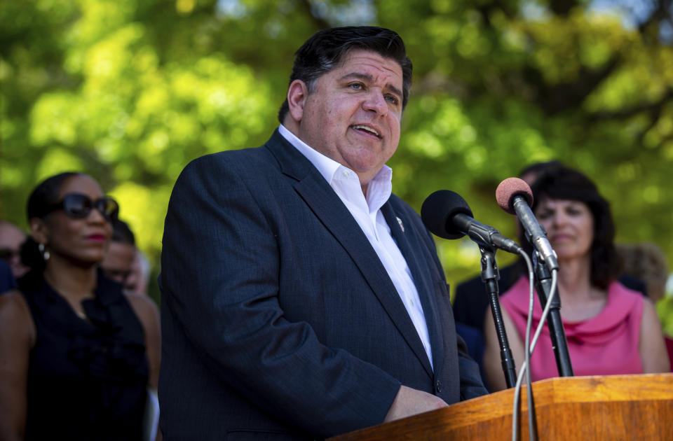 FILE - In this June 28, 2019 file photo, Illinois Gov. J.B. Pritzker speaks in Springfield, Ill. Planned Parenthood said Monday, Aug. 19, 2019 it's pulling out of the federal family planning program rather than abide by a new Trump administration rule prohibiting clinics from referring women for abortions. (Justin L. Fowler/The State Journal-Register via AP File)