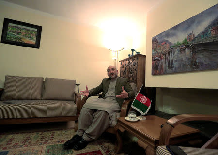 Mohammad Haneef Atmar, former National Security Adviser and candidate in the upcoming presidential election, speaks during an interview in Kabul, Afghanistan February 23, 2019. Picture taken February 23, 2019. REUTERS/Parwiz