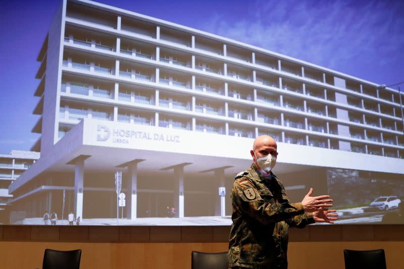 German doctors hold a news conference at Hospital da Luz in Lisbon