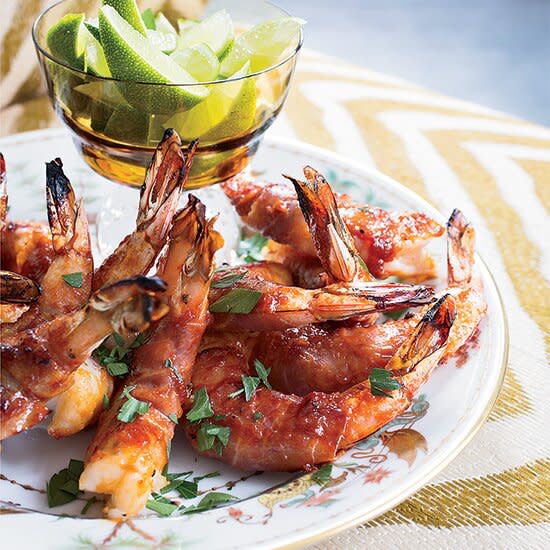 Prosciutto-Wrapped Shrimp with Bourbon Barbecue Sauce