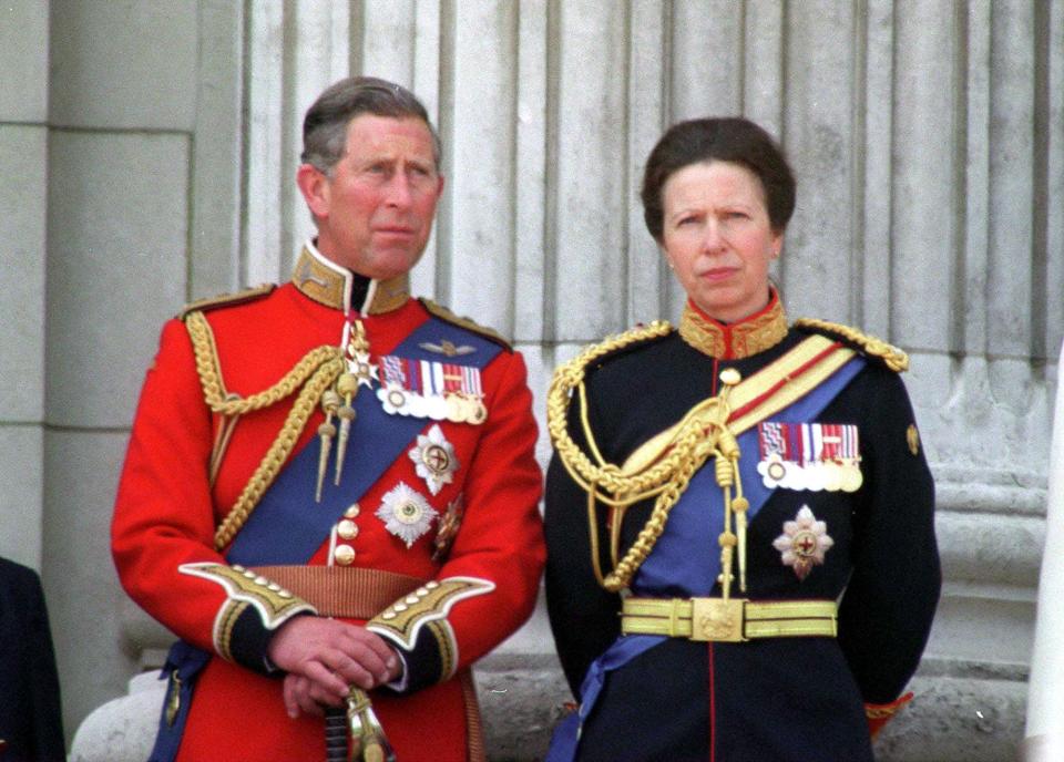 Prince Charles and Princess Anne at the Trooping of the Colour on June 17, 2000.