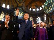 Turkish President Erdogan attends the opening ceremony of the Yeditepe Biennial at the Hagia Sophia or Ayasofya Museum in Istanbul