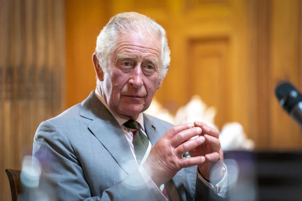 The Prince of Wales, known as the Duke of Rothesay while in Scotland, during a roundtable with attendees of the Natasha Allergy Research Foundation seminar to discuss allergies and the environment, at Dumfries House, Cumnock (Jane Barlow/PA) (PA Wire)