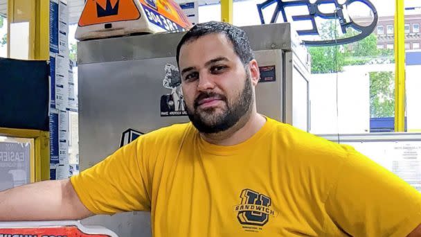 PHOTO: George Tanios at his sandwich shop in Morgantown, W.Va. (Andrew Spellman/The Daily Athenaeum via AP)