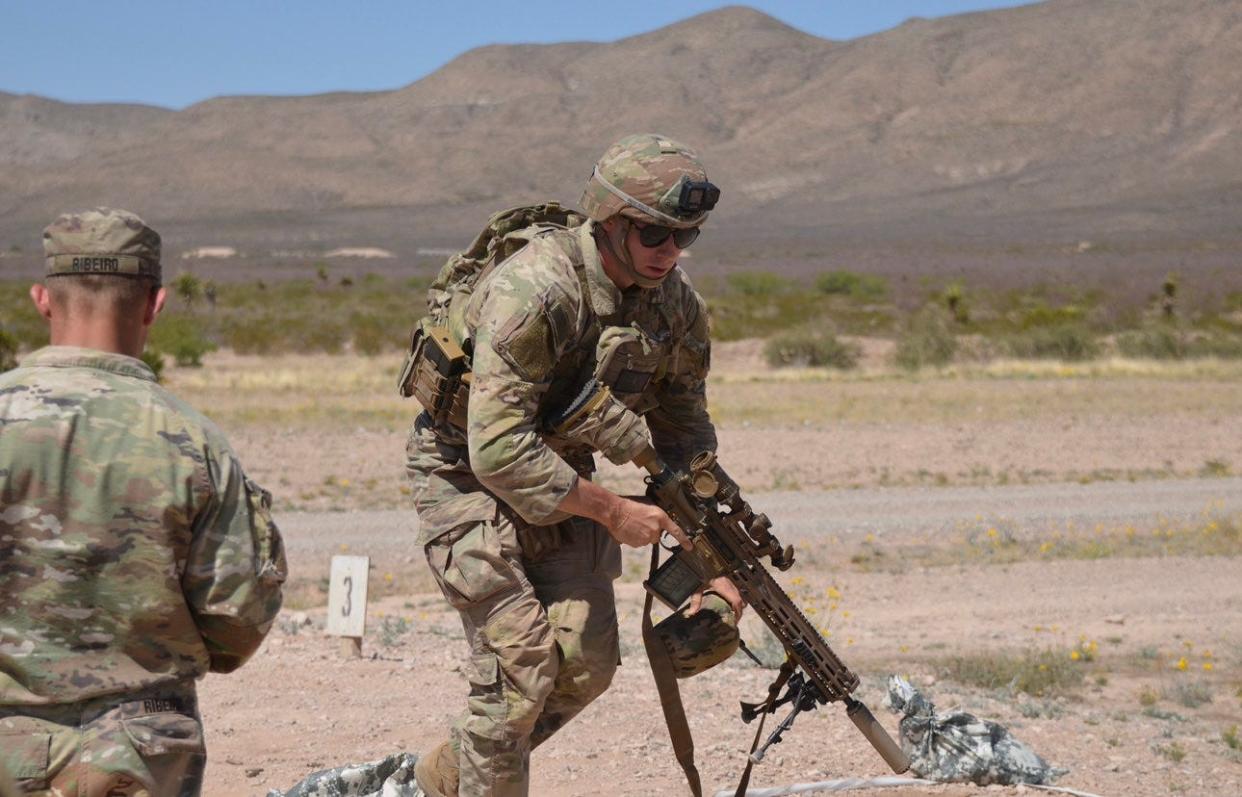 Indiana National Guard Specialist Zachery Archer, of Indianapolis, helps with Operation Enduring Freedom in 2023 in Camp Simba, Kenya.