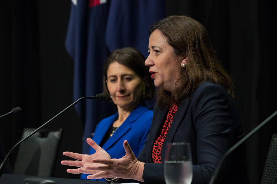 Gladys Berejiklian and Annastacia Palaszczuk. Source: AAP