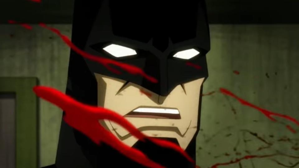 Batman witnessing a brutal moment in Injustice. 