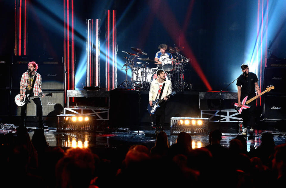 5 Seconds of Summer perform onstage during the 2015 American Music Awards at Microsoft Theater on November 22, 2015 in Los Angeles.