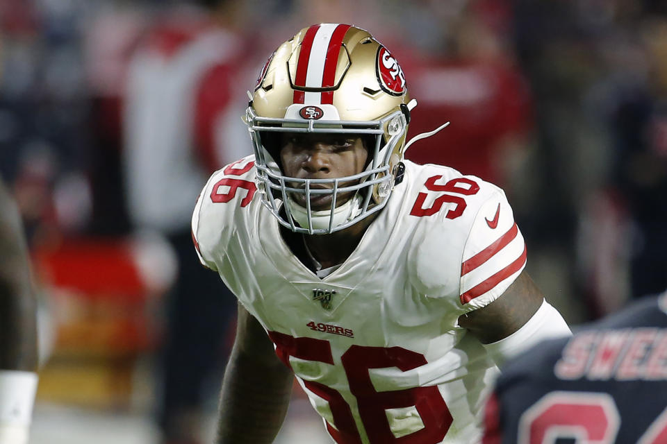 San Francisco 49ers linebacker Kwon Alexander is reportedly on the move to the Saints. (AP Photo/Rick Scuteri, File)