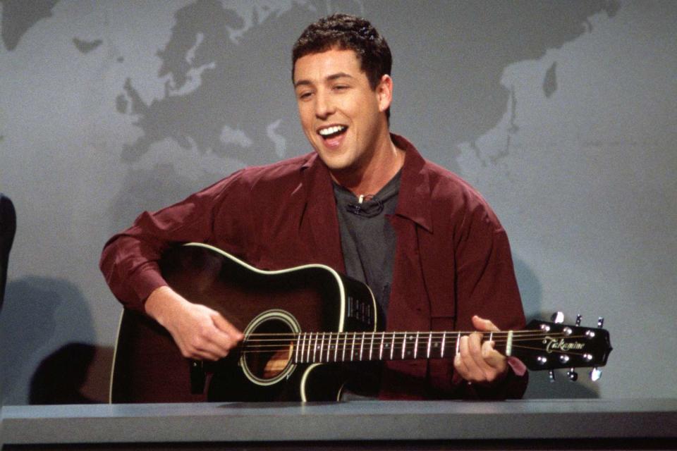 <p>Alan Singer/NBCU Photo Bank/NBCUniversal via Getty</p> Adam Sandler performs 