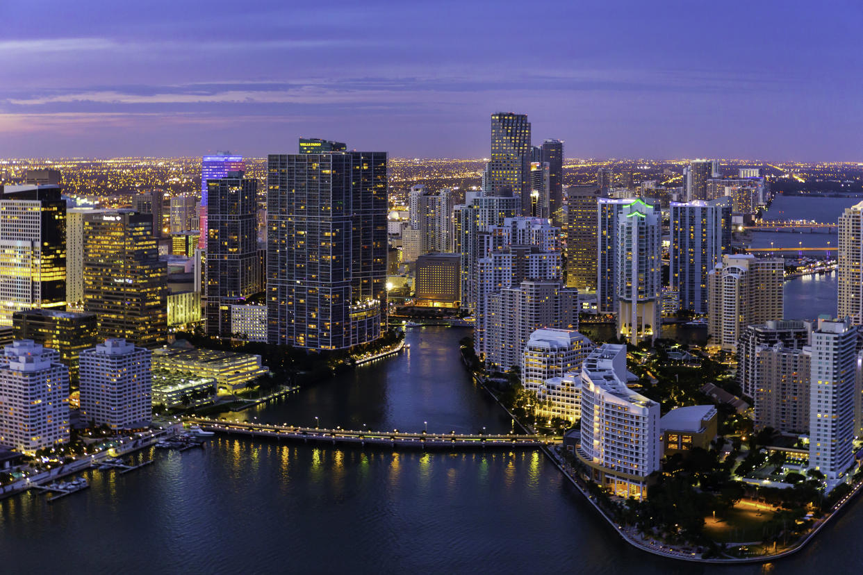 Evening aerial view of Miami, Fla. (Getty Images)