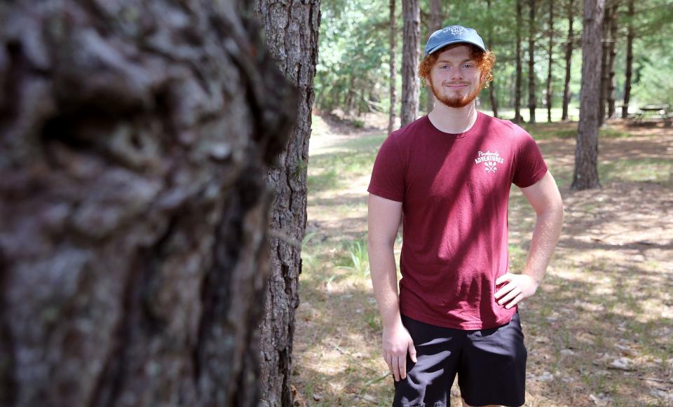 Zachary Soricelli, a Jackson resident and Rutgers student, is completing a summer internship giving tours of the Pine Barrens. He is shown Friday, August 11, 2023, at the Forest Resource Education Center in Jackson.