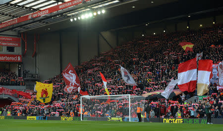 Soccer Football - Premier League - Liverpool vs West Ham United - Anfield, Liverpool, Britain - February 24, 2018 Liverpool fans before the match REUTERS/Peter Powell