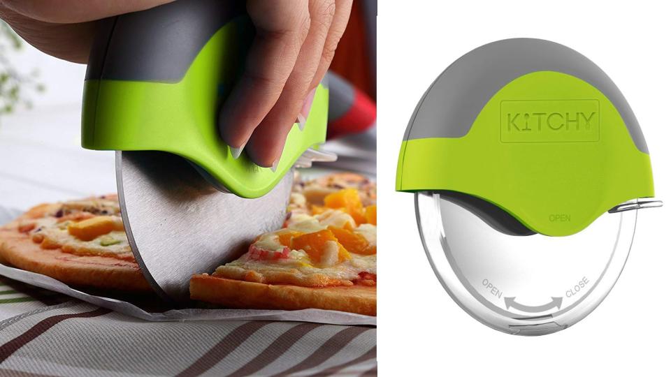Stop using knives and scissors to cut your pizzas at home. This wheel is crazy easy to use (and clean).