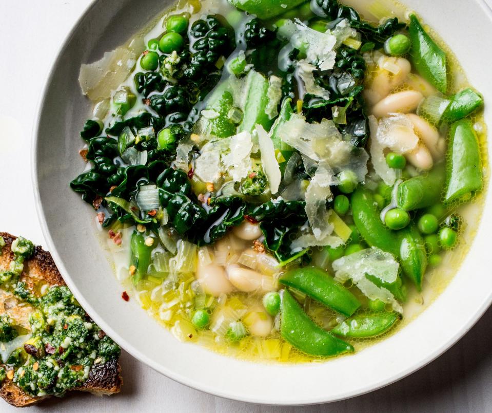 Spring Minestrone Verde with Pistachio Pesto