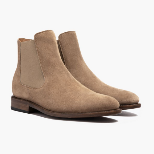 tan cavalier chelsea boots by Thursday Boots against white background