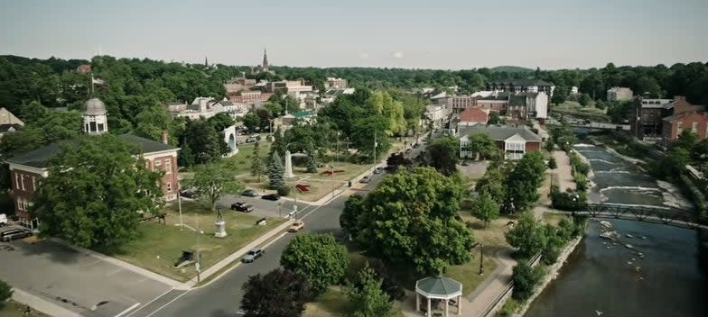 An overhead shot of the town of Derry in &quot;It&quot; (2017)