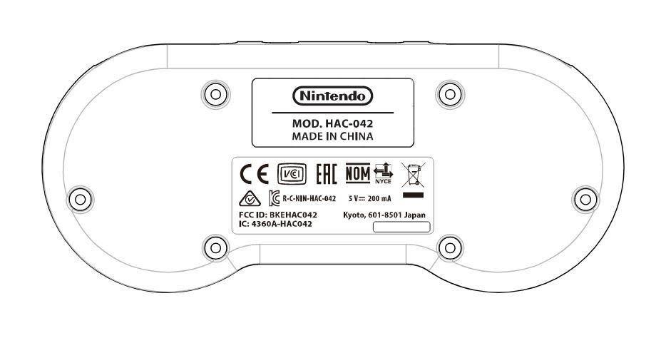 任天堂向美國聯邦通訊委員會遞交的資料中，出現超任手把的示意圖。（翻攝自fccid.io）