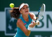 Agnieszka Radwanska of Poland, seen in action against Heather Watson of Great Britain during the BNP Paribas Open, in Indian Wells, California, on March 15, 2015