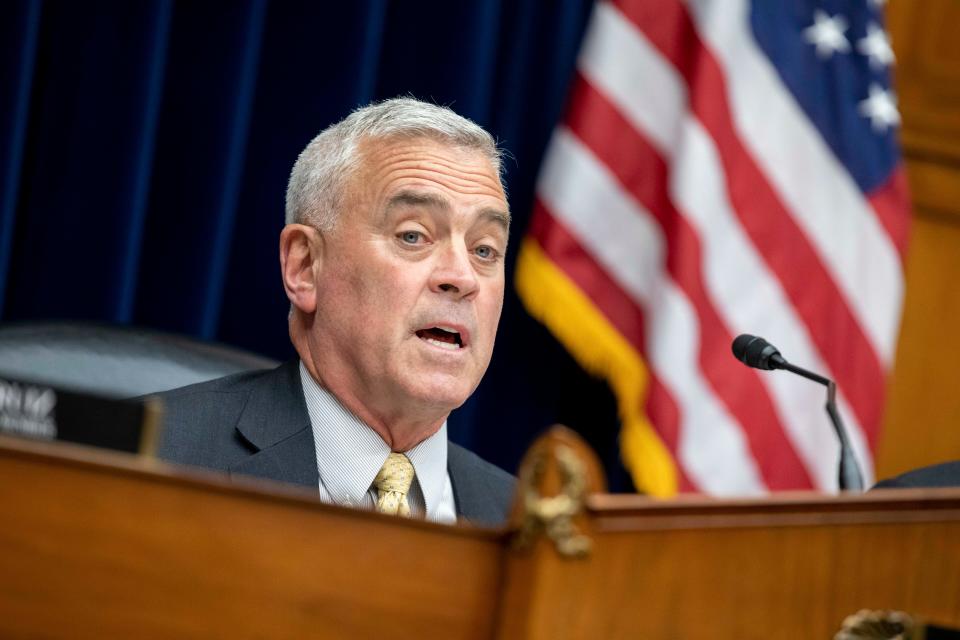 Rep. Brad Wenstrup, R-Ohio, asks questions during the House Oversight and Accountability select subcommittee hearing on the coronavirus pandemic in June.