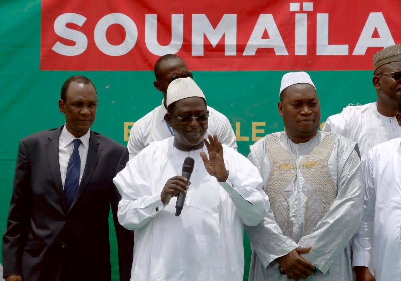 FILE PHOTO: Soumaila Cisse, leader of opposition party URD (Union for the Republic and Democracy), addresses his supporters during a rally in Bamako, ahead of the second round of Mali's presidential election