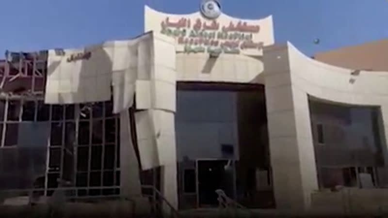 A general view of the damaged East Nile Hospital in Khartoum