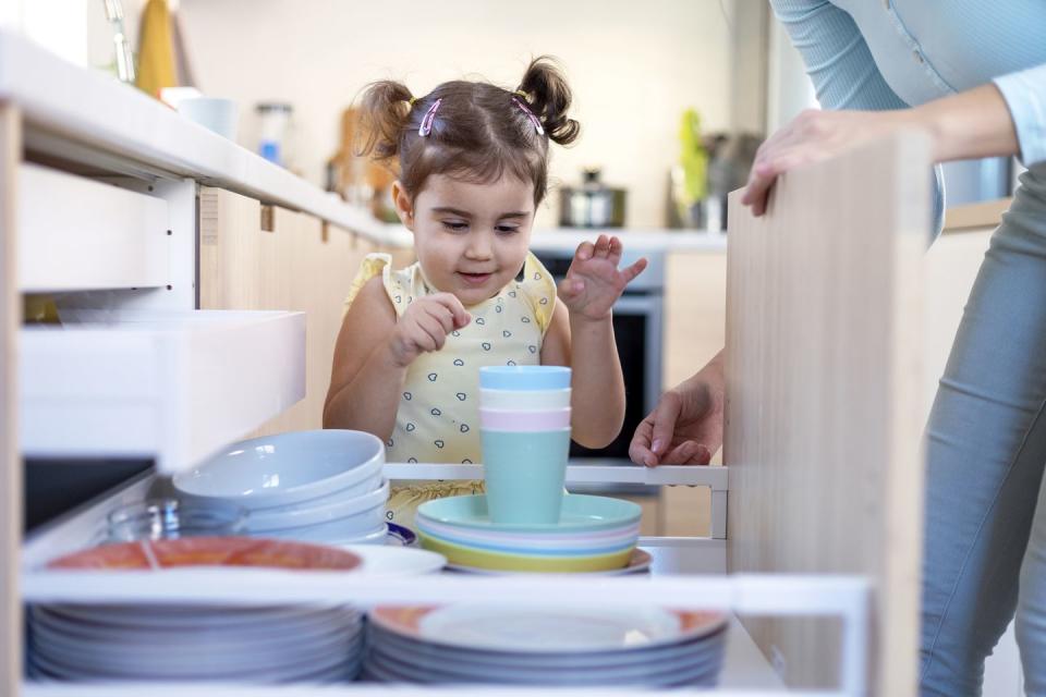 how to organize kitchen cabinets kids section