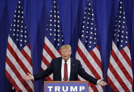 U.S. Republican presidential candidate Donald Trump speaks at a campaign rally in Cadillac, Michigan, March 4, 2016. REUTERS/Jim Young