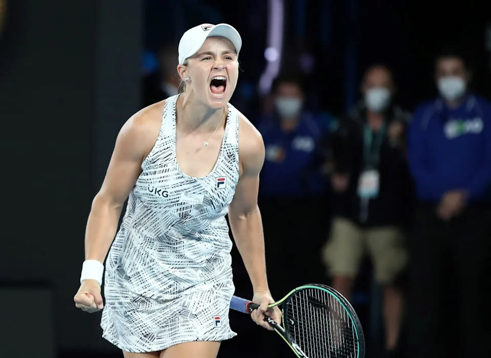 Seen here, Ash Barty celebrating after winning the Australian Open in 2022. 